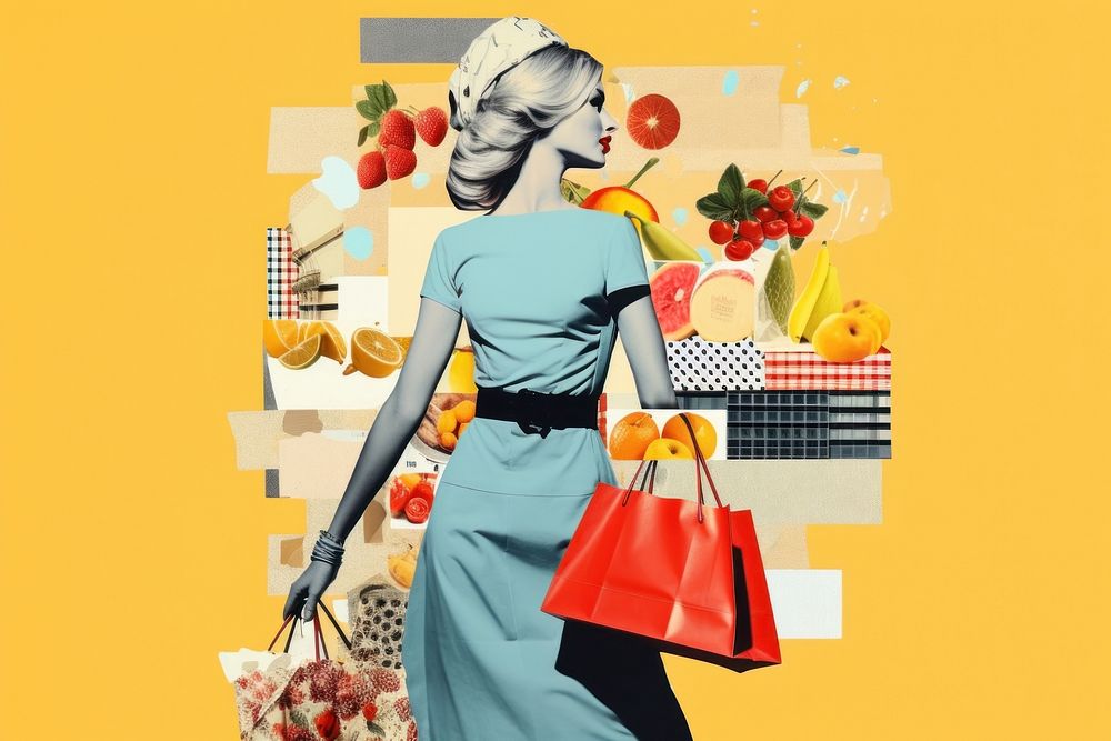 Minimal Collage Retro dreamy of shopping adult plant food.