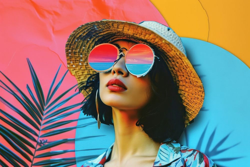 Minimal Collage Retro dreamy of south asian sunglasses portrait adult.