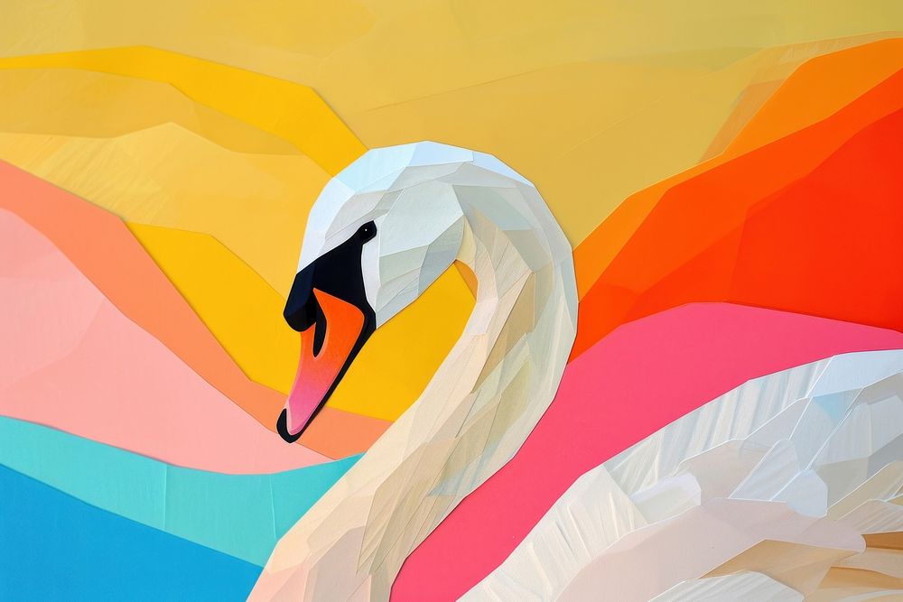 Minimal Collage Retro dreamy of swan art animal bird.