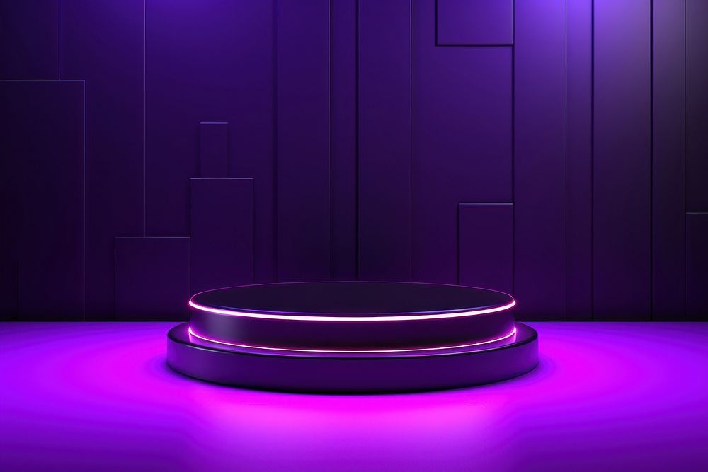 Purple neon background lighting stage architecture.