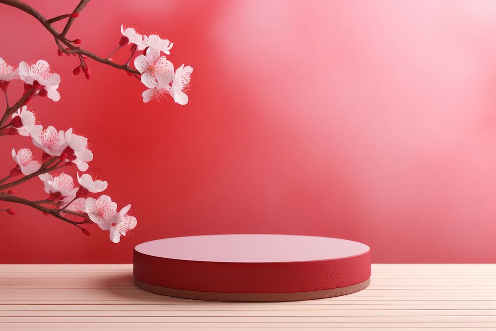 Red sakura background blossom flower plant.
