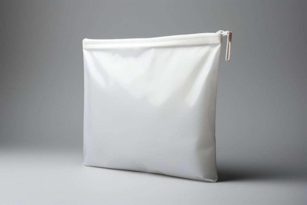 Zip bag  handbag gray gray background.