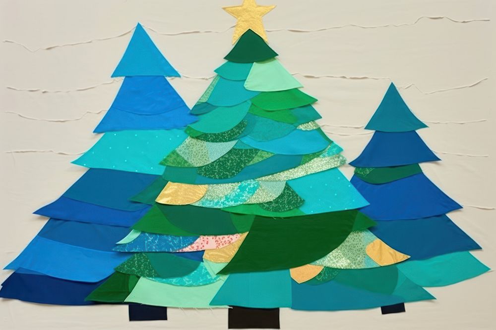 Simple abstract fabric textile illustration minimal of a christmas tree art celebration creativity.
