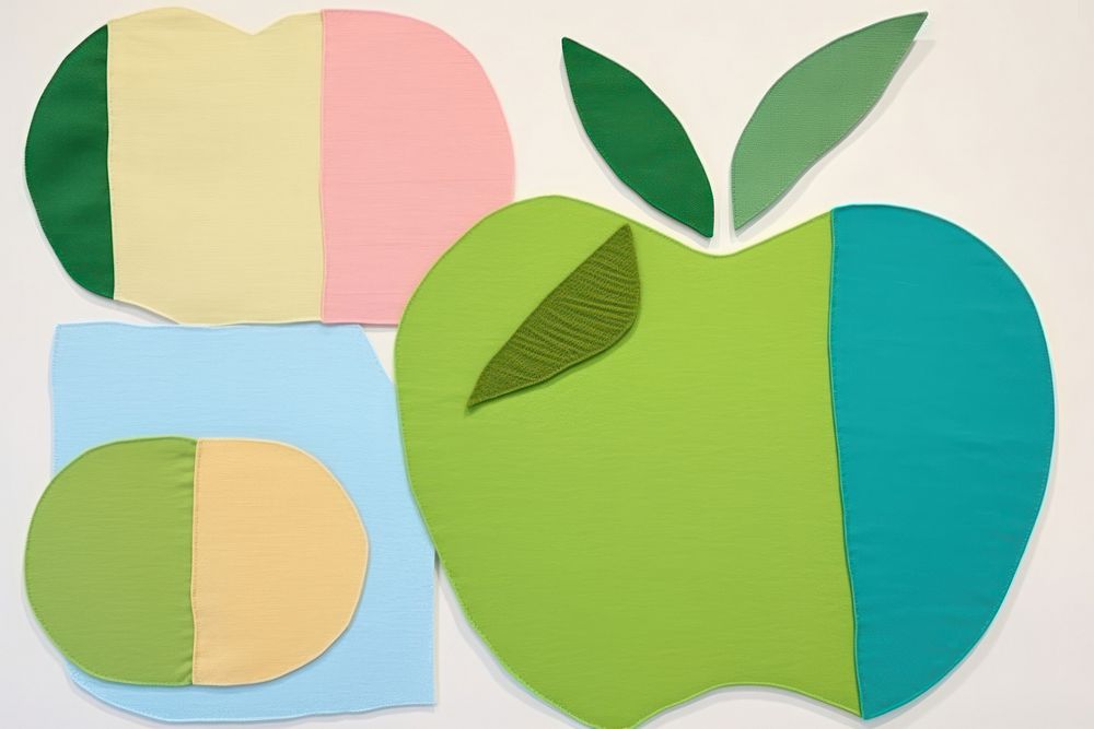 Simple abstract fabric textile illustration minimal of a apple plant leaf art.