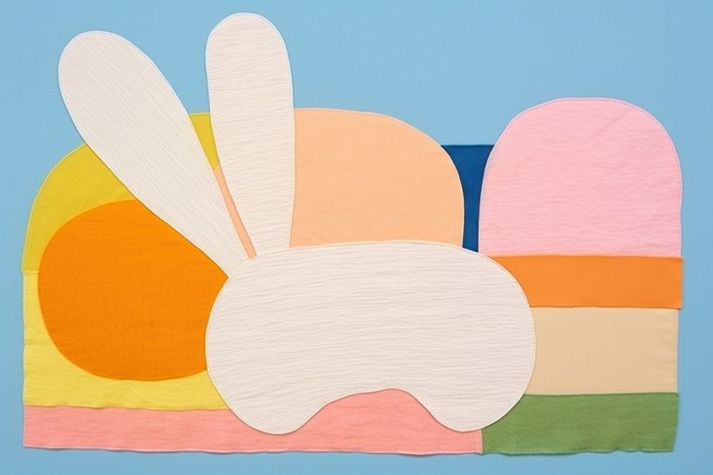Simple abstract fabric textile illustration minimal of a rabbit art painting pattern.