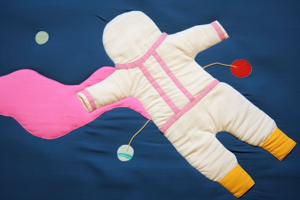 Simple abstract fabric textile illustration minimal of a astronaut art transportation clothing.