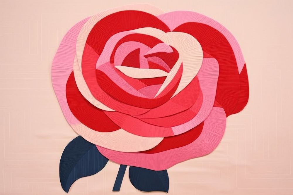 Simple abstract fabric textile illustration minimal of a rose art flower plant.
