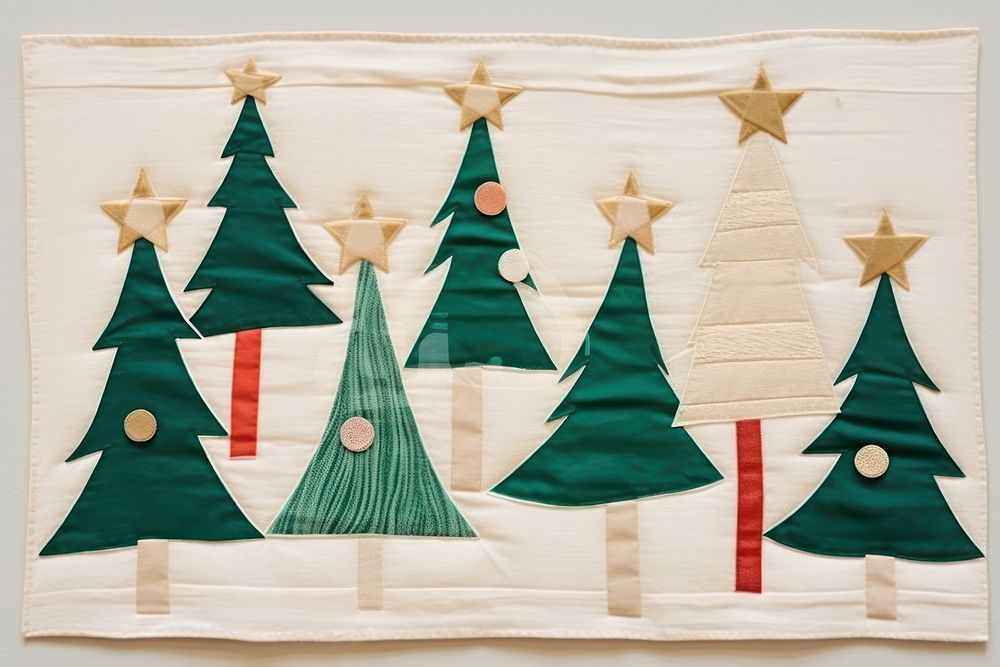 Simple abstract fabric textile illustration minimal of a christmas tree pattern art representation.