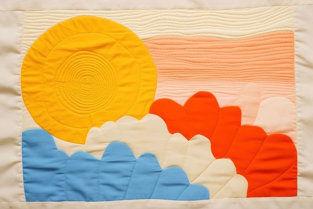 Simple abstract fabric textile illustration minimal of a sun backgrounds pattern quilt.