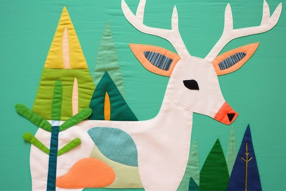 Simple abstract fabric textile illustration minimal of a deer art pattern mammal.