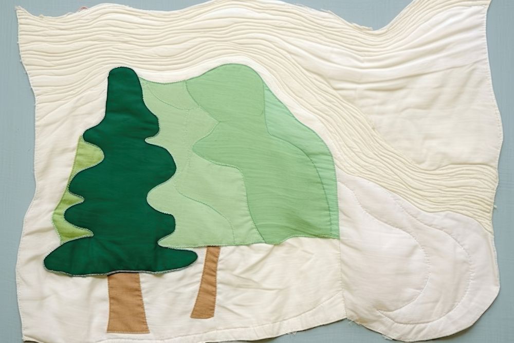 Simple abstract fabric textile illustration minimal of a tree pattern quilt art.