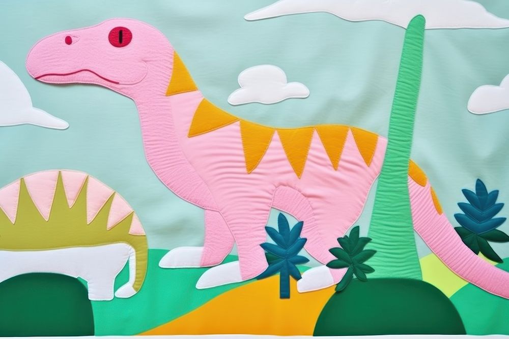 Simple abstract fabric textile illustration minimal of a dinosaur art pattern representation.