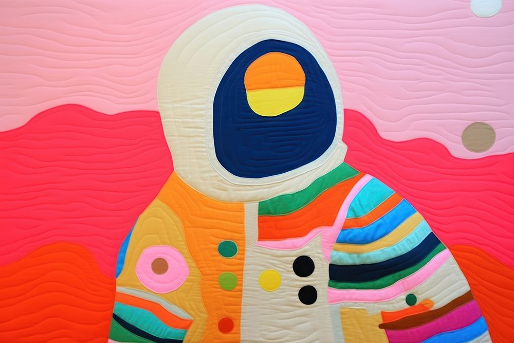 Simple abstract fabric textile illustration minimal of a astronaut art backgrounds painting.
