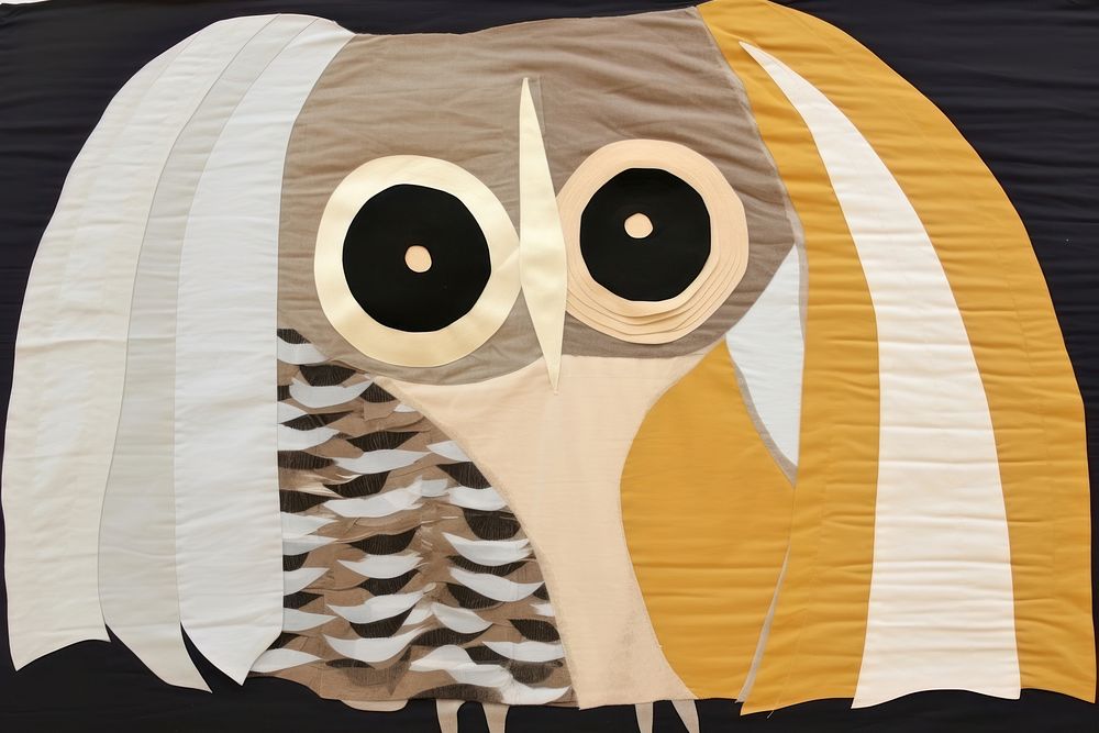 Simple abstract fabric textile illustration minimal of a owl pattern quilt art.