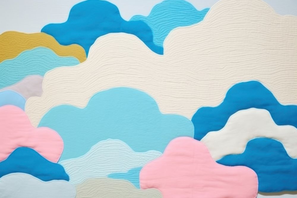 Simple abstract fabric textile illustration minimal of a cloud backgrounds quilt art.