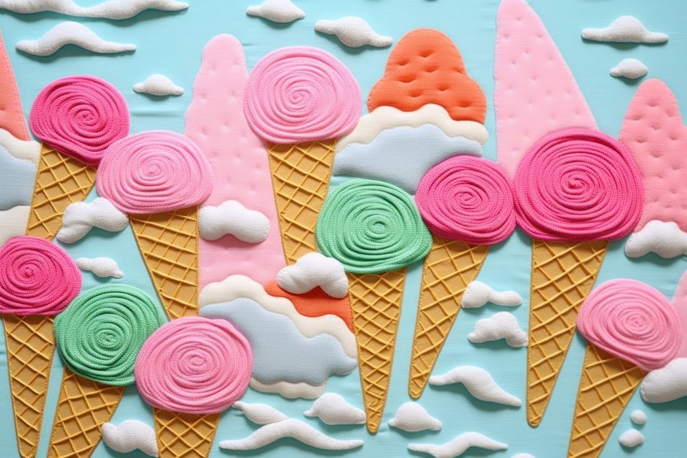 Simple abstract fabric textile illustration minimal of a ice cream backgrounds dessert icing.