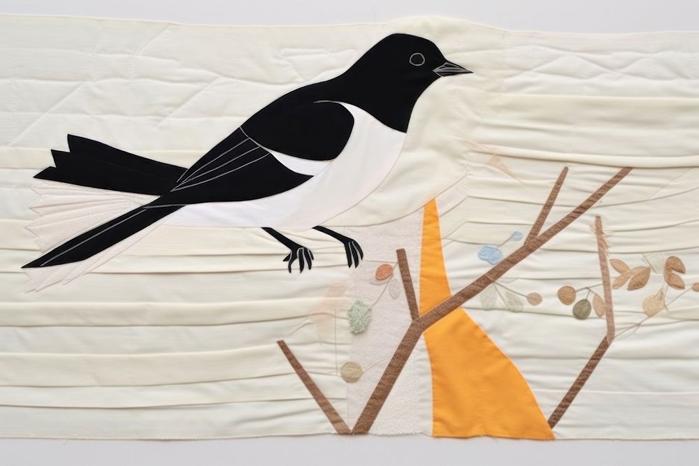 Simple abstract fabric textile illustration minimal of a bird animal art creativity.