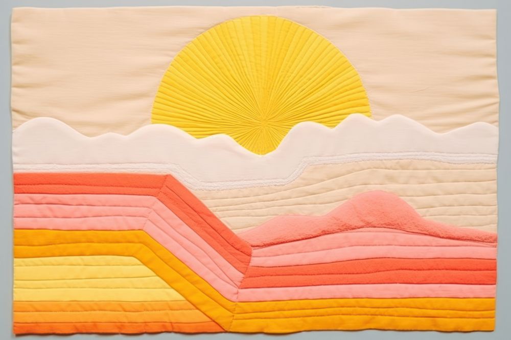 Simple abstract fabric textile illustration minimal of a sun quilt art creativity.
