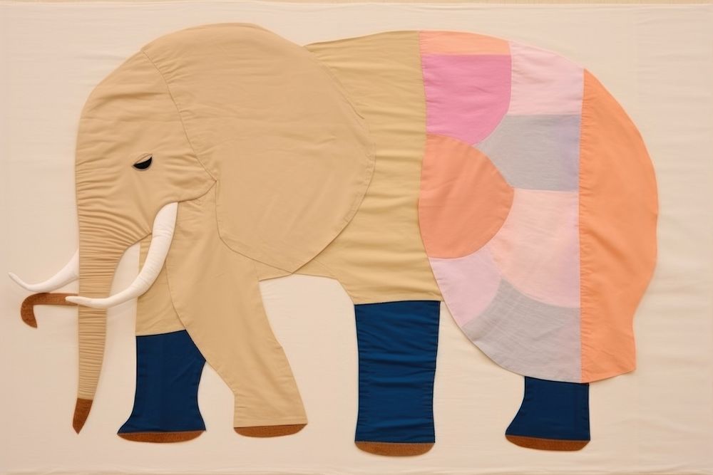 Simple abstract fabric textile illustration minimal of a elephant animal mammal art.