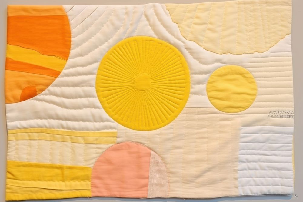 Simple abstract fabric textile illustration minimal of a sun backgrounds patchwork quilt.