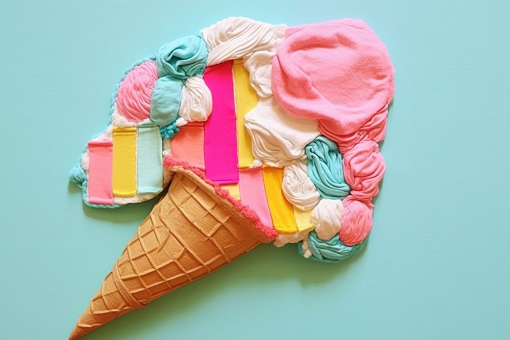Simple abstract fabric textile illustration minimal of a ice cream dessert food variation.