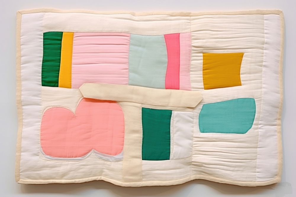 Simple abstract fabric textile illustration minimal of a baby patchwork pattern quilt.