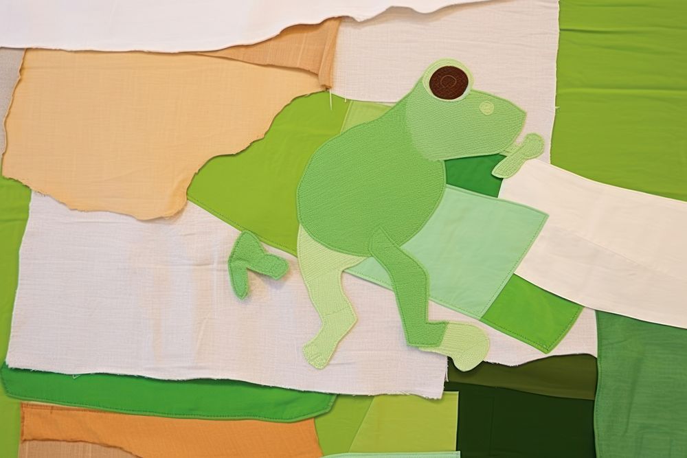Simple abstract fabric textile illustration minimal of a frog art backgrounds painting.