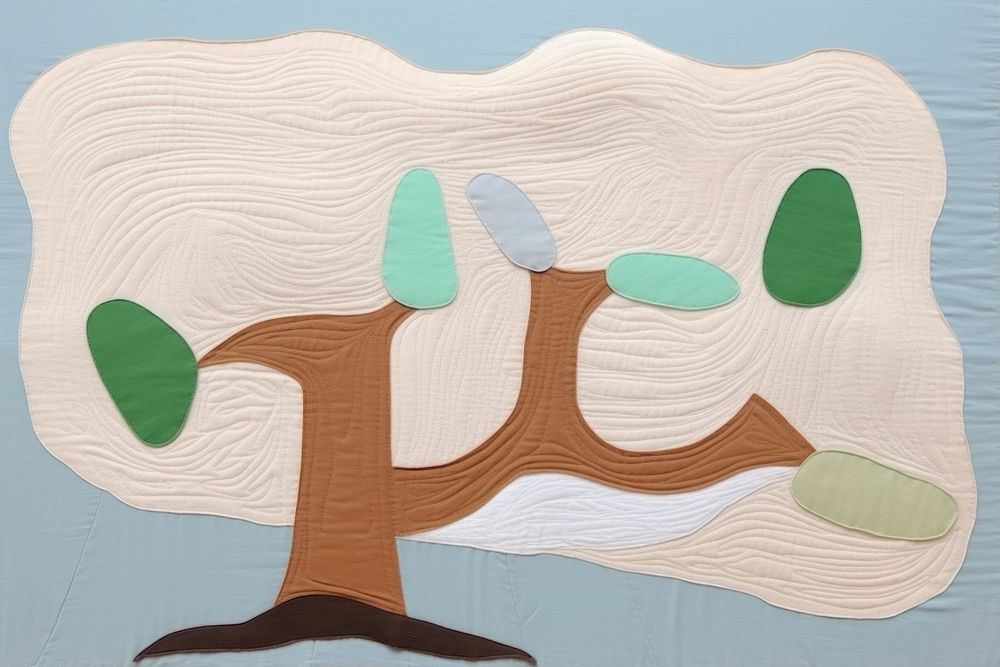 Simple abstract fabric textile illustration minimal of a tree art pattern representation.