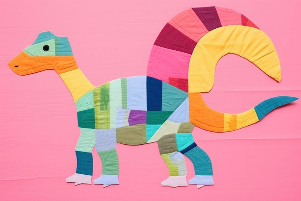 Simple abstract fabric textile illustration minimal of a dinosaur art representation creativity.