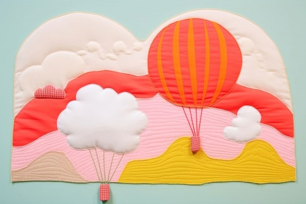 Simple abstract fabric textile illustration minimal of a balloon art transportation creativity.