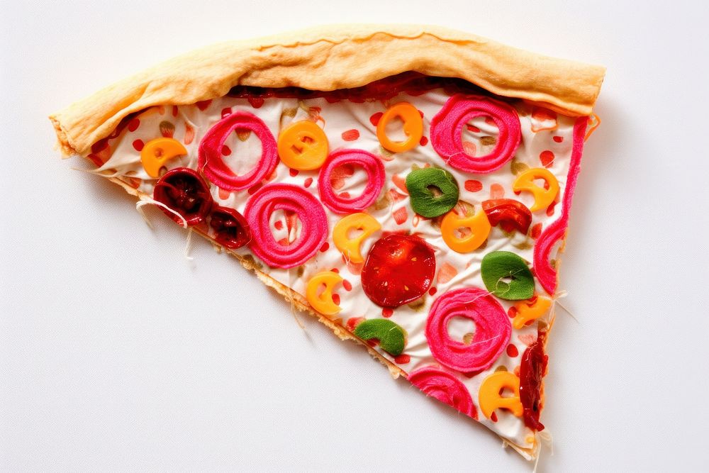 Simple abstract fabric textile illustration minimal of a pizza dessert food pepperoni.