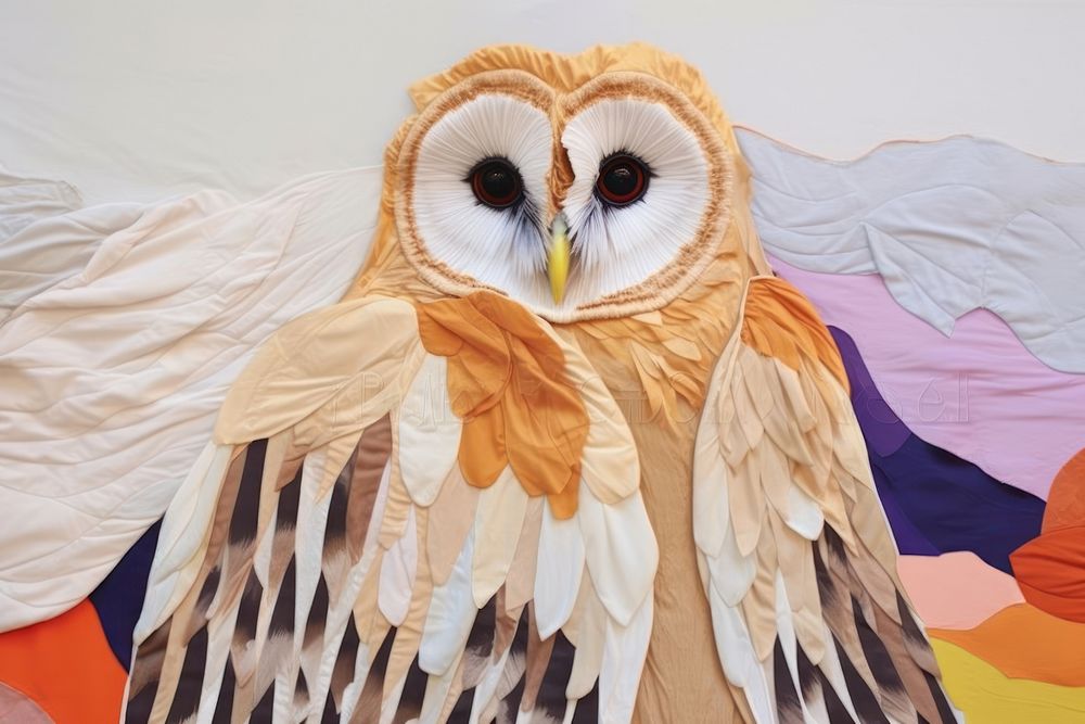Simple abstract fabric textile illustration minimal of a owl art animal bird.