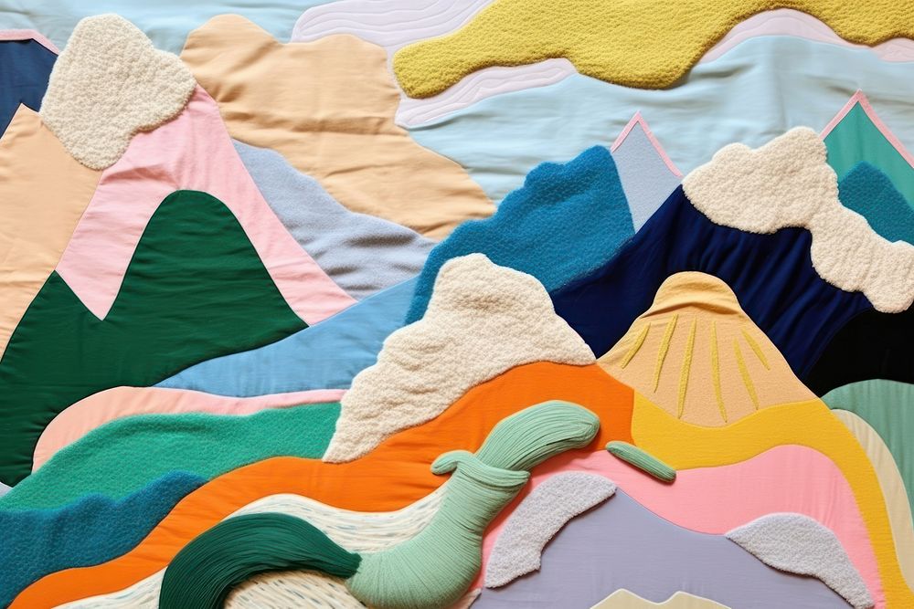 Simple abstract fabric textile illustration minimal of a mountain backgrounds pattern quilt.