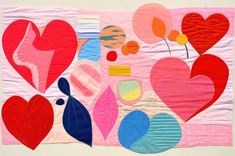Simple abstract fabric textile illustration minimal of a valentines backgrounds patchwork pattern.