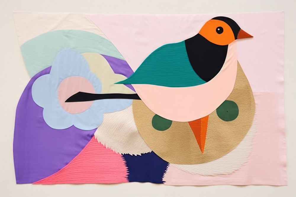 Simple abstract fabric textile illustration minimal of a bird art pattern animal.