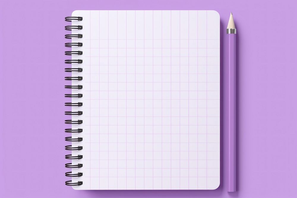 Light purple background with grid pattern paper diary.