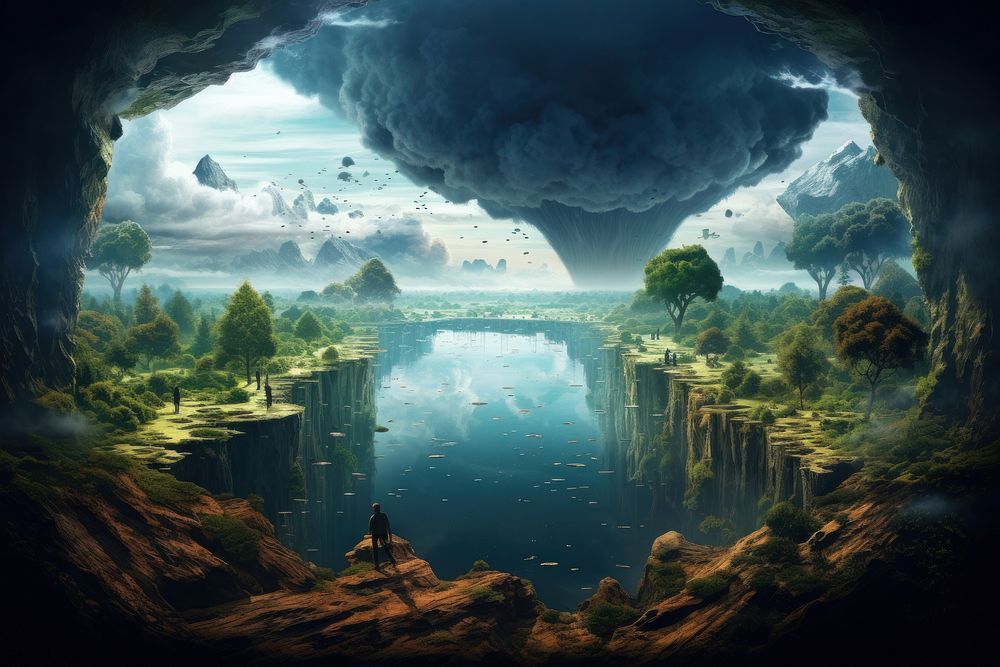 Parallel universe landscape outdoors nature. AI generated Image by rawpixel.
