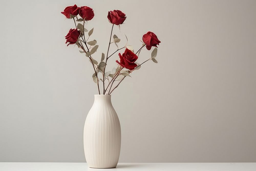 Dried red rose flower vase plant. AI generated Image by rawpixel.