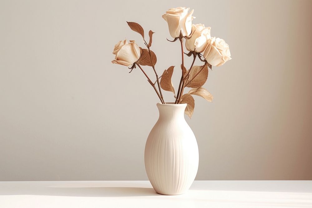 Dried rose flower vase plant. AI generated Image by rawpixel.