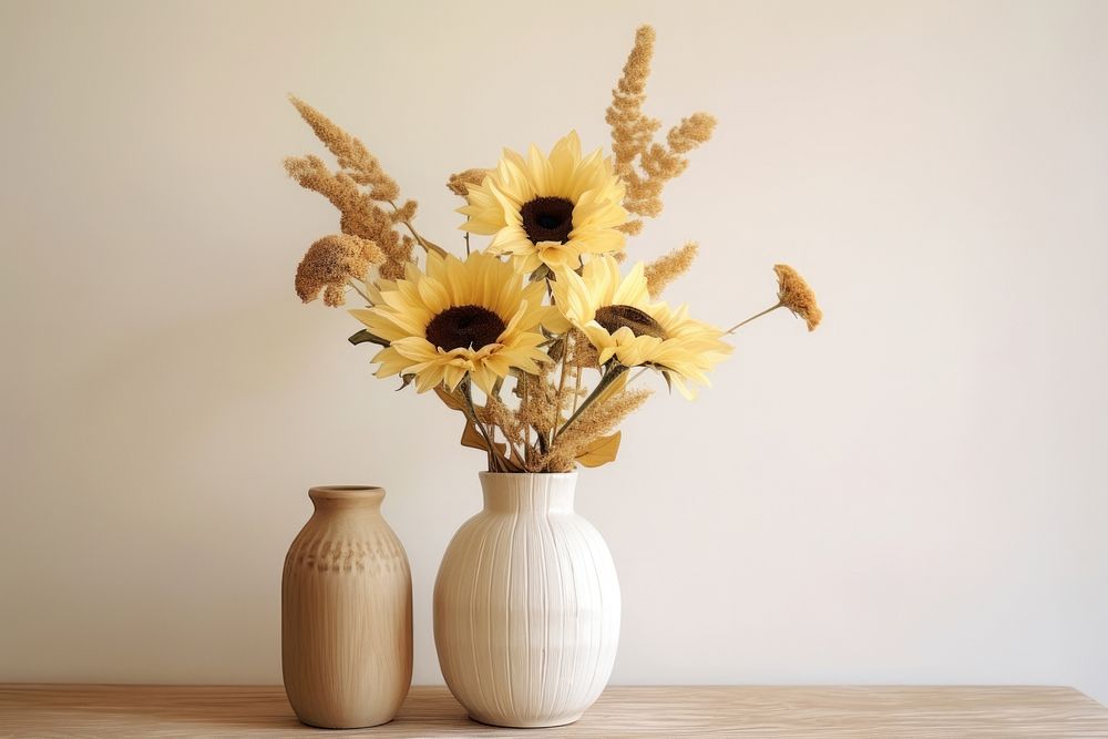 Dried sunflower vase plant decoration. AI generated Image by rawpixel.