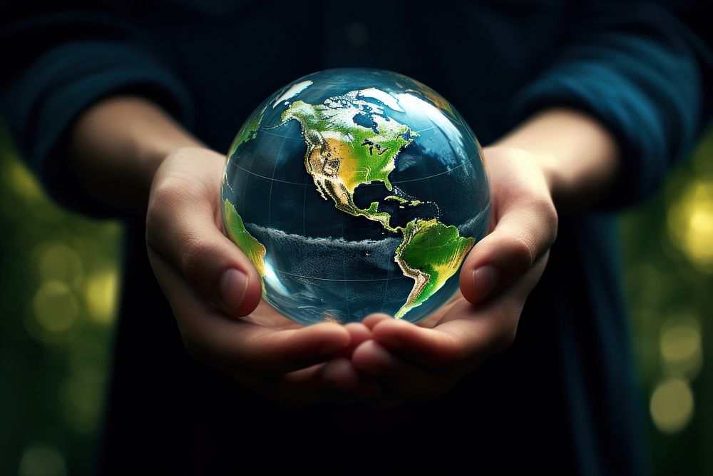 World in hands sphere planet globe. AI generated Image by rawpixel.