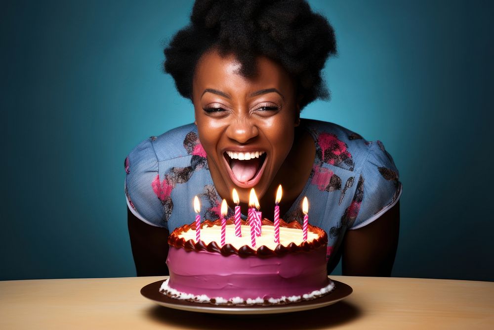 Black South African woman cake food birthday.