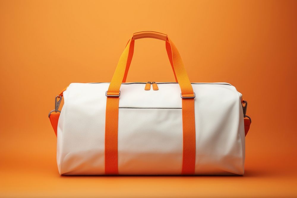 Duffle bag  handbag orange background accessories.