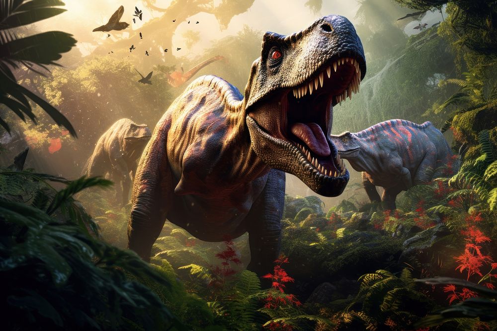 Dinosaur world wildlife outdoors animal. AI generated Image by rawpixel.