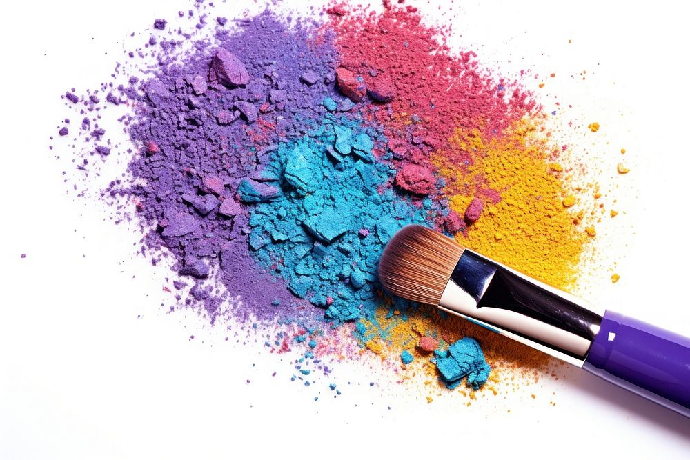 Make-up brush cosmetics white background paintbrush.