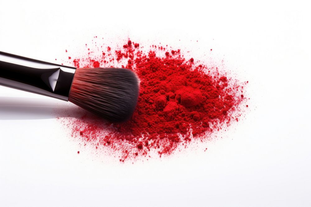 Makeup brush cosmetics powder red.