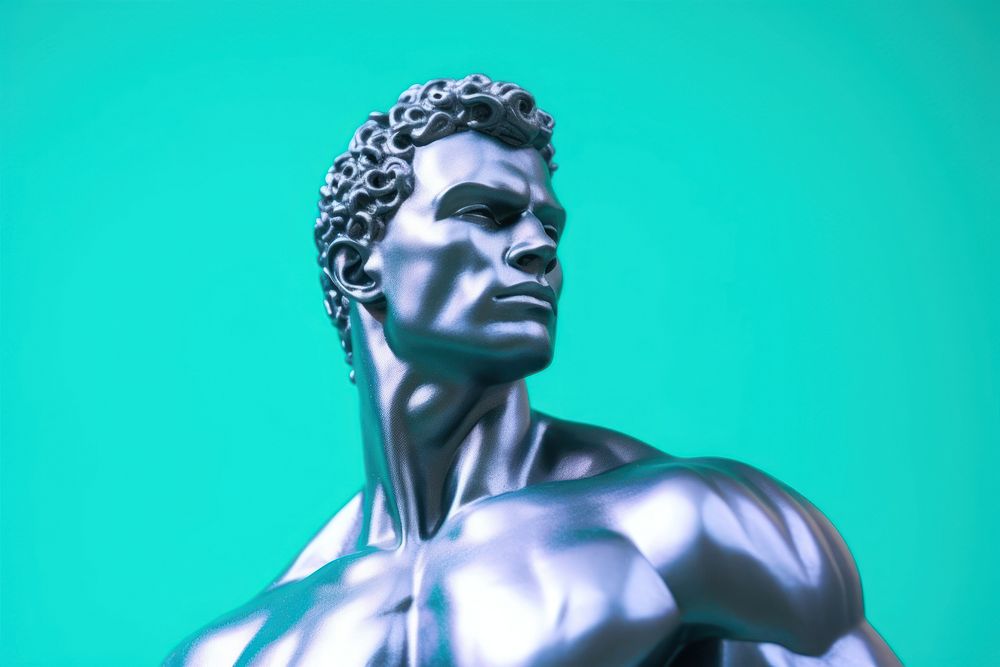 Shirtless sculpture statue representation bodybuilding.