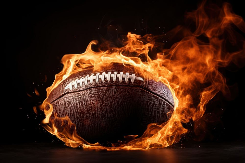 American football ball sports flame fire.