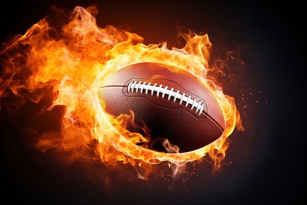 American football ball sports flame fire.