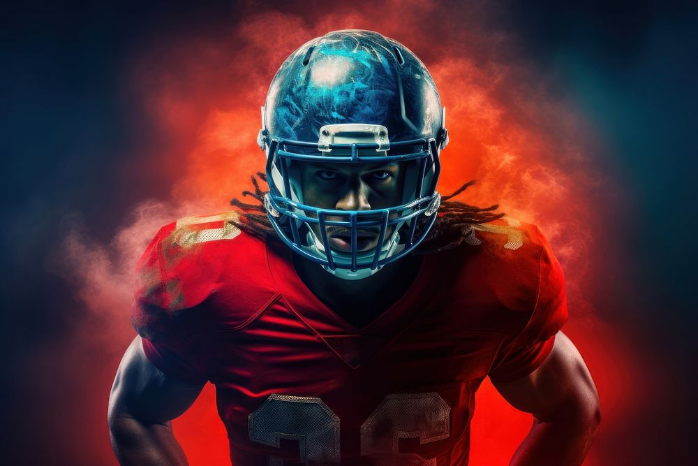 American football player helmet sports adult.